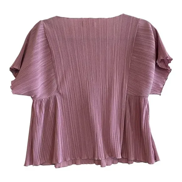 Madewell Texture & Thread Micropleat Short Sleeve Top Blouse Mauve Size Small - Picture 4 of 7